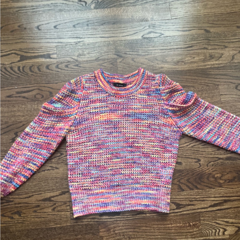 En Saison Rainbow Puff Sleeve Sweater - Size Small